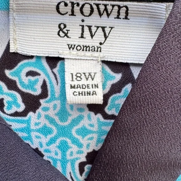 Crown & Ivy Blue Geometric Tunic Dress size 18W - Picture 7 of 7